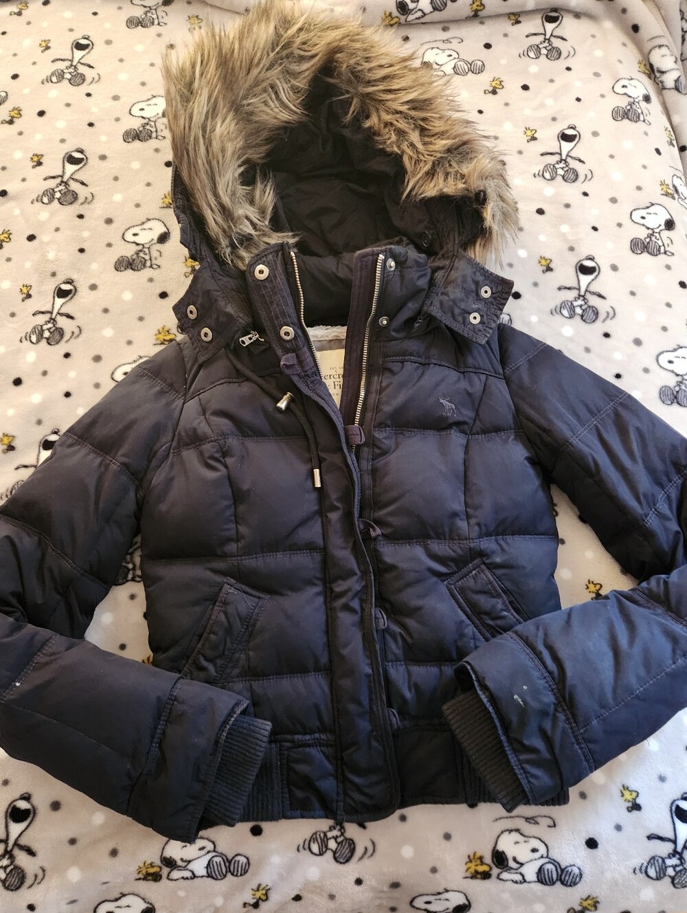 Abercrombie & Fitch Y2K 2000s Fur Lined Hood Winter Coat